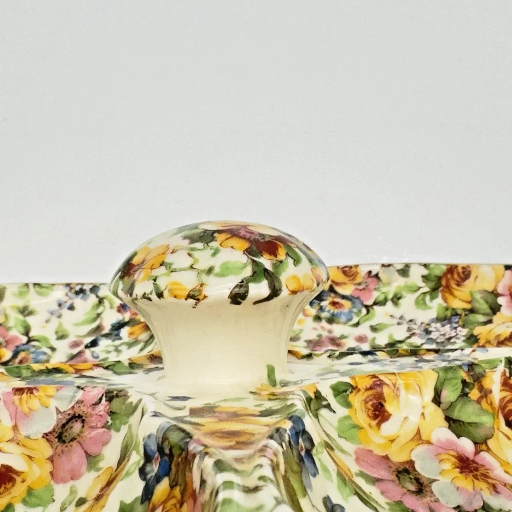 Vintage Chintz Windsor E & R Erphila 4 Section Serving Dish Czechoslovakia